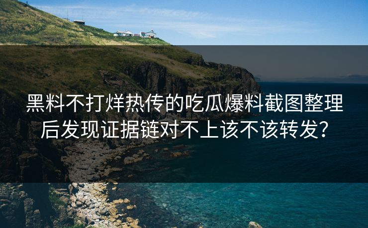 黑料不打烊热传的吃瓜爆料截图整理后发现证据链对不上该不该转发？