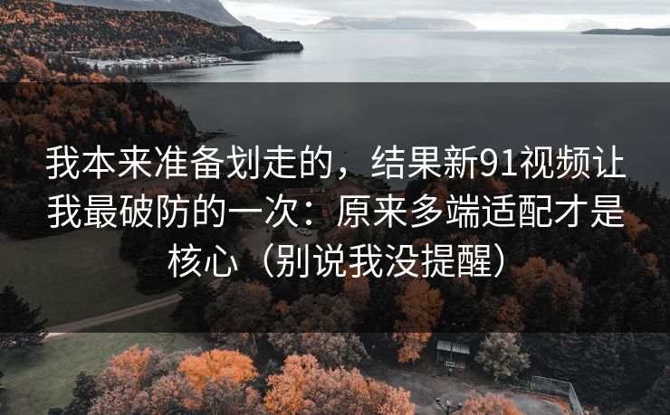 我本来准备划走的,结果新91视频让我最破防的一次:原来多端适配才是核心(别说我没提醒) 我本来准备划走的,结果新91视频让我最破防的一次:原来多端适配才是核心(别说我没提醒)