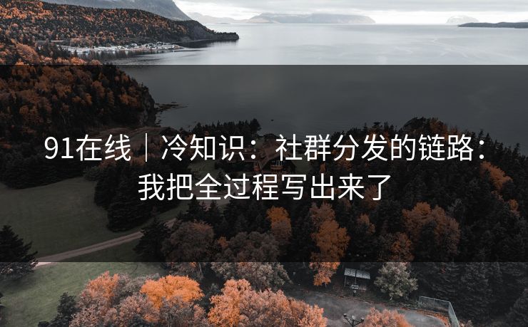 91在线｜冷知识：社群分发的链路：我把全过程写出来了